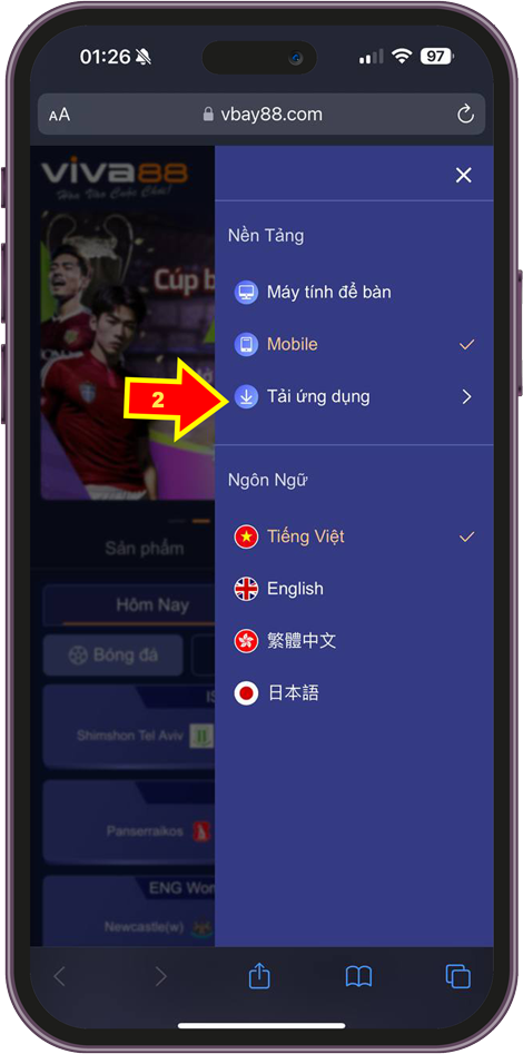 Click tải app Viva88